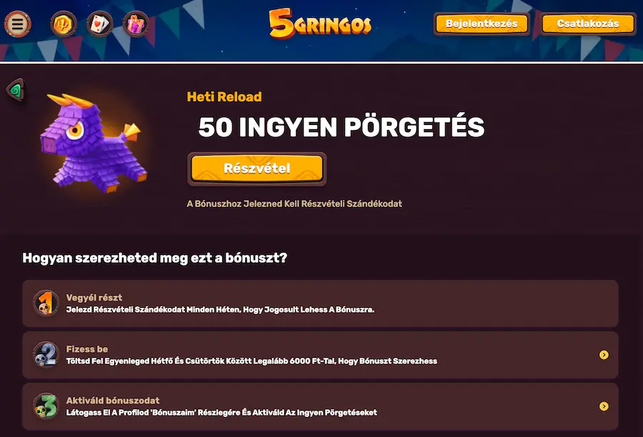 5gringos ingyenes pörgetések kép