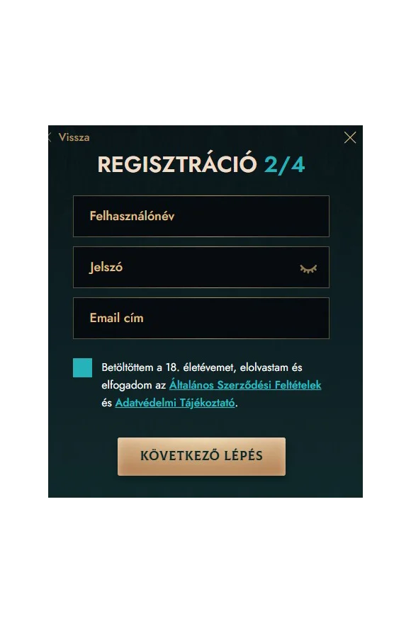 regisztracio lépés 2