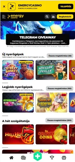 Energy Casino mobilalkalmazás