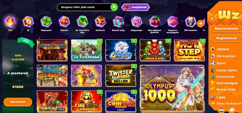 Játékkínálat a Wazamba