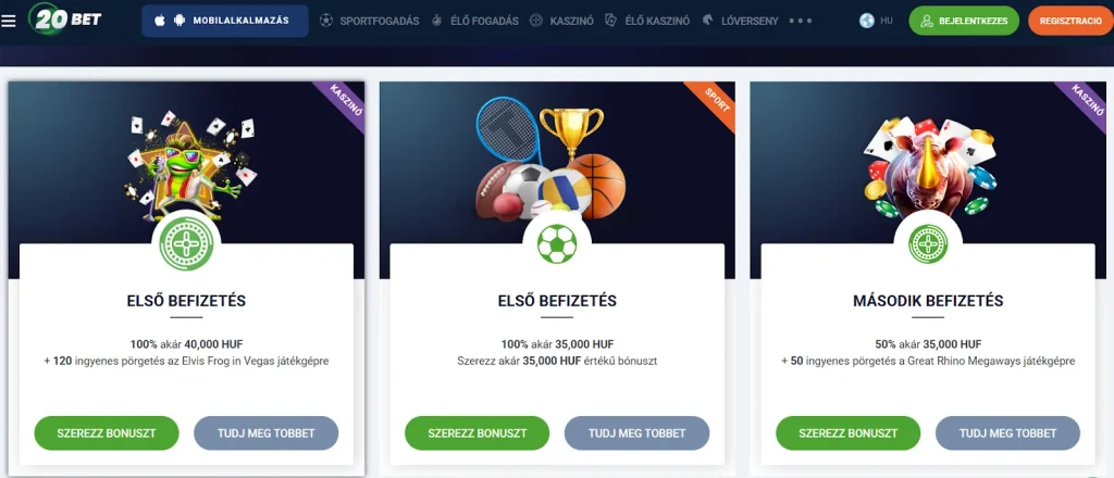 Bónuszok és akciók minimális