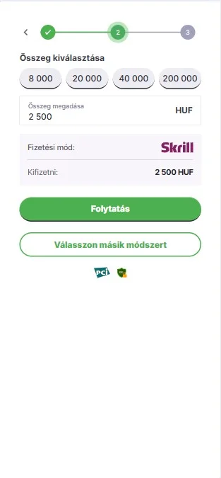 Válaszd ki a fizetési módot.