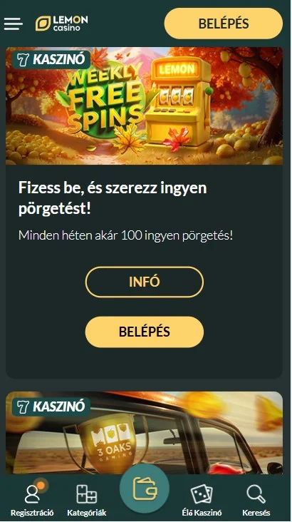 Lemon Casino: 100 ingyenes pörgetés a regisztrációkor
