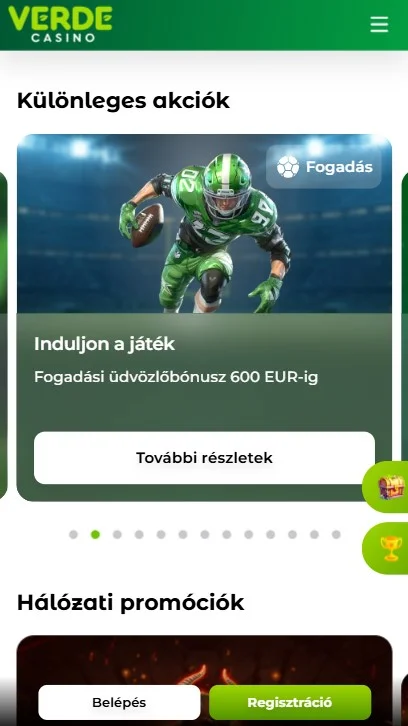 Verde Casino bónuszlehetőségek