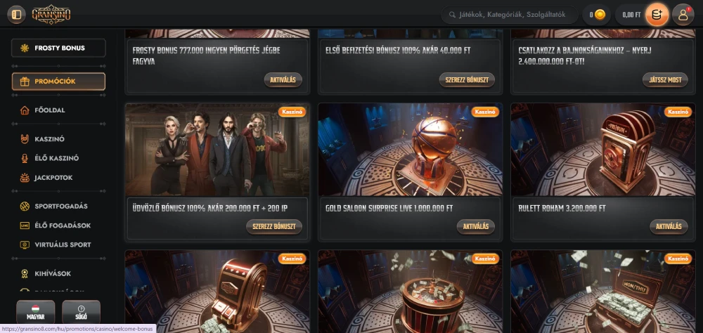 6000 HUF Minimális Befizetés Kaszinó