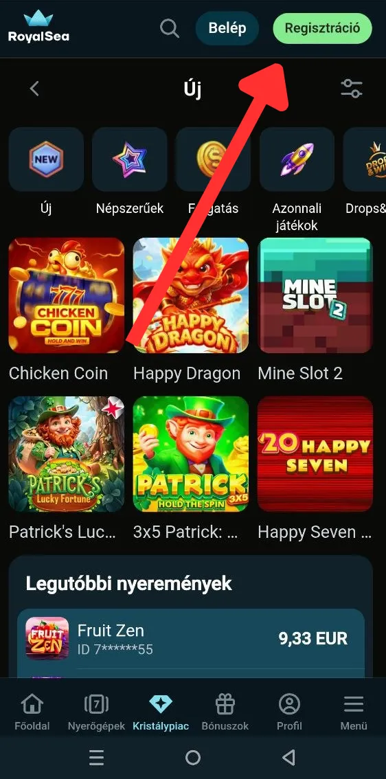 Click on the registration button