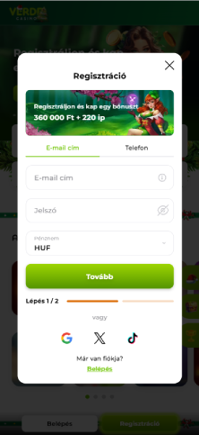 Regisztrálj a kaszinóban